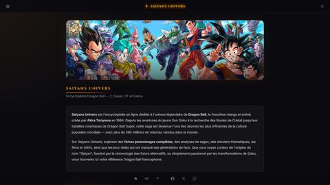 Aperçu du site Saiyans Univers
