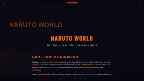Aperçu du site Naruto World