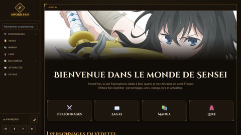 Aperçu du site Sword Fan — Reborn as a Sword
