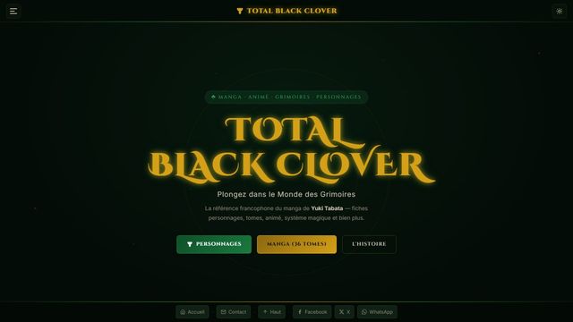 Aperçu du site Total Black Clover