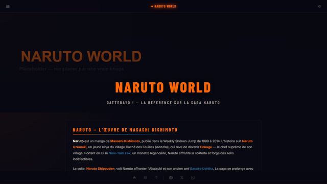 Aperçu du site Naruto World