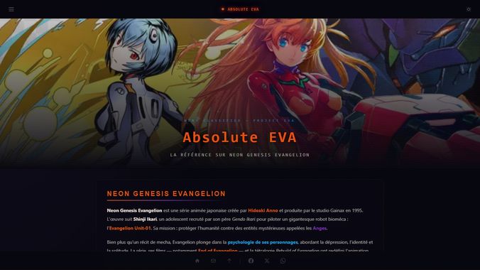 Aperçu du site Absolute EVA
